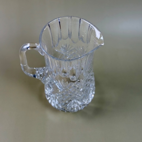 Vintage Clear Crystal Cut Glass Pitcher – Fan & Crosshatch Pattern, Heavy Lead - Picture 5 of 15